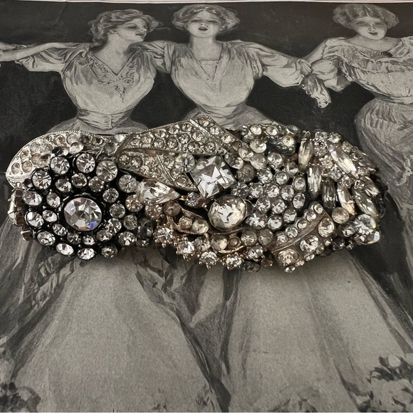 Vintage Jewelry - Handmade Rhinestone Collage Vintage Hair Clip